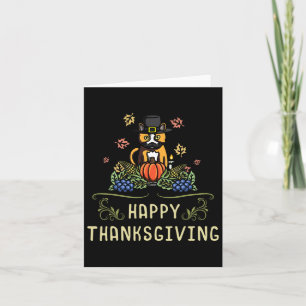 Happy Thanksgiving Cat Owner Feast Fall Season Ble Card