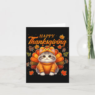 Happy Thanksgiving Cat Turkey Day Autumn Fall Men  Card