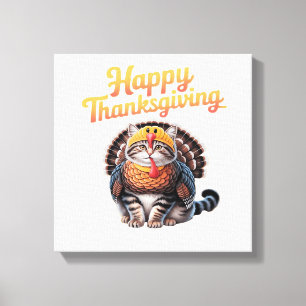Happy Thanksgiving Cat Turkey Day Fall Classic T-S Canvas Print
