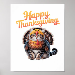 Happy Thanksgiving Cat Turkey Day Fall Classic T-S Poster