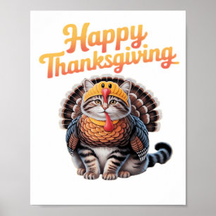 Happy Thanksgiving Cat Turkey Day Fall Classic T-S Poster