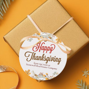 Happy Thanksgiving Chic Fall Leaves Company Party Favour Tags