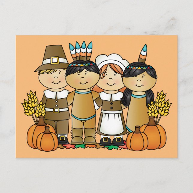 Happy Thanksgiving Children Postcard (Front)