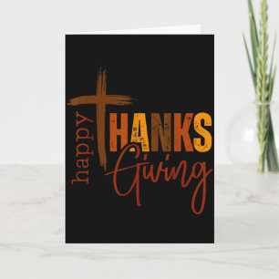 Happy Thanksgiving Christian Cross Turkey Pumpkin Card
