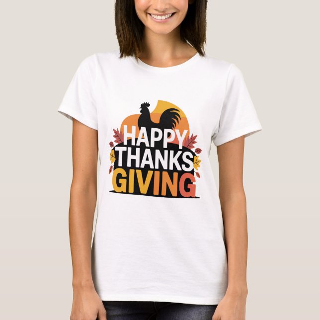 Happy Thanksgiving Classic Fall Design T-Shirt (Front)