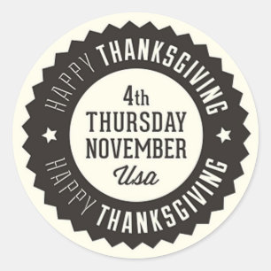 Happy Thanksgiving Classic Round Sticker