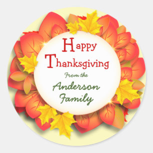 Happy Thanksgiving Classic Round Sticker