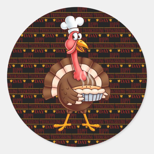 Happy Thanksgiving Classic Round Sticker (Front)