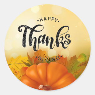 Happy Thanksgiving Classic Round Sticker