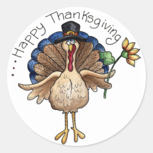 Happy Thanksgiving Classic Round Sticker