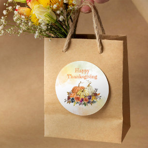 Happy Thanksgiving Classic Round Sticker