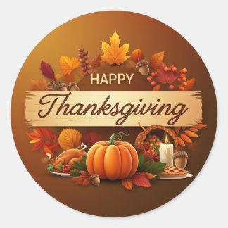 Happy Thanksgiving  Classic Round Sticker