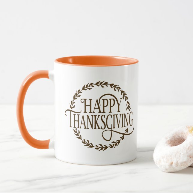 Happy Thanksgiving Coffee Mug (With Donut)