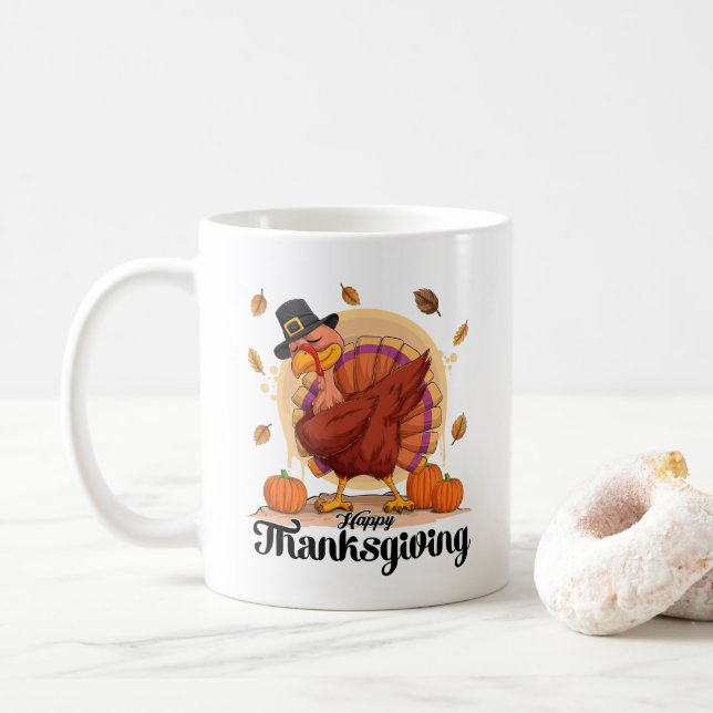 Happy Thanksgiving Coffee Mug (With Donut)