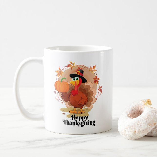 Happy Thanksgiving Coffee Mug (With Donut)