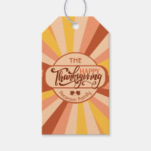Happy Thanksgiving Colorful Fall Family Gathering Gift Tags