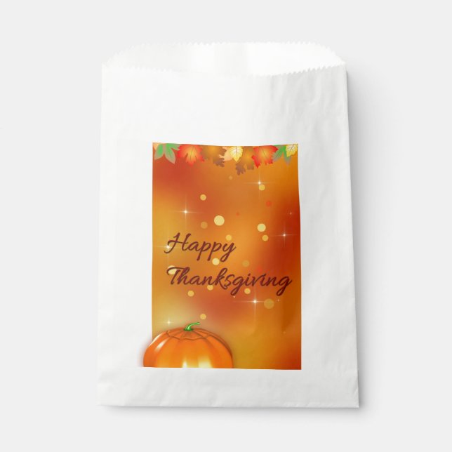 Happy Thanksgiving Colourful Autumn Leaves Favour Bags (Front)