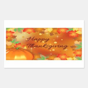 Happy Thanksgiving Colourful Autumn Leaves Rectangular Sticker
