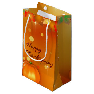 Happy Thanksgiving Colourful Autumn Leaves Small Gift Bag