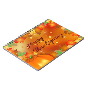 Happy Thanksgiving Colourful Autumn Leaves Spiral Notebook