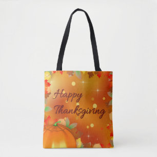 Happy Thanksgiving Colourful Autumn Leaves Tote Bag