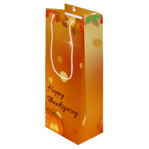 Happy Thanksgiving Colourful Autumn Leaves Wine Gift Bag