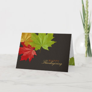 Happy Thanksgiving Colourful Maple Leaves card