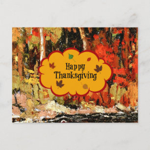 "Happy Thanksgiving," Colours of Autumn Holiday Postcard
