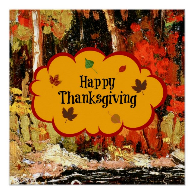Happy Thanksgiving, colours of autumn, Poster (Front)