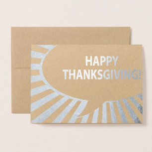 Happy Thanksgiving Comic Bubble Silver Foil Card