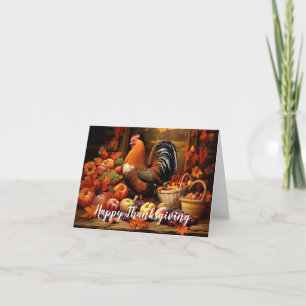 Happy Thanksgiving Cornucopia Fall Harvest Chicken Card