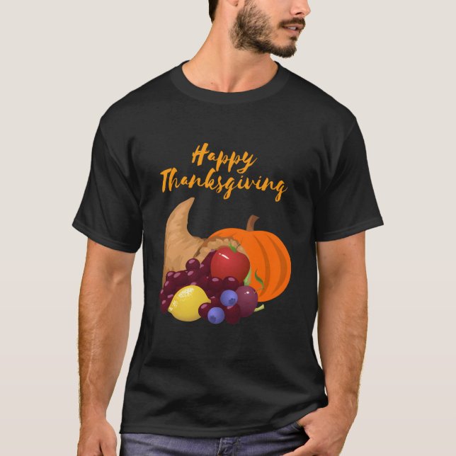 Happy Thanksgiving Cornucopia T-Shirt (Front)