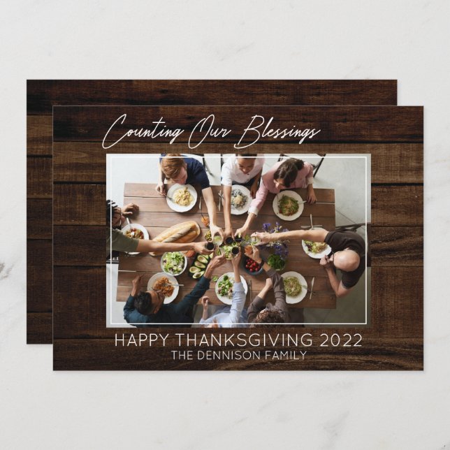 Happy Thanksgiving -Counting Our Blessings 1 Photo Holiday Card (Front/Back)