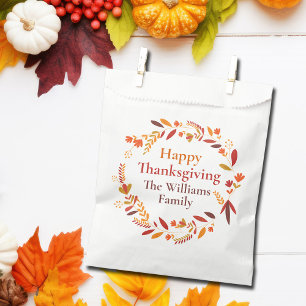 Happy Thanksgiving Custom Autumn Leaf Party Favour Bags