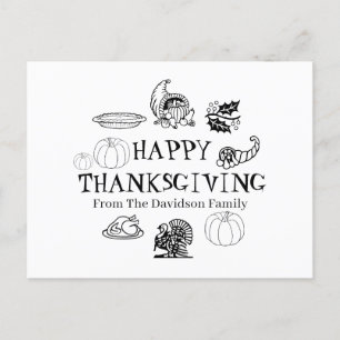 Happy Thanksgiving custom family name Holiday Postcard