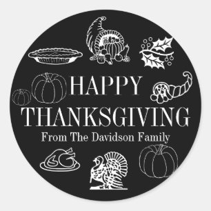 Happy Thanksgiving custom name gift favour cute Classic Round Sticker