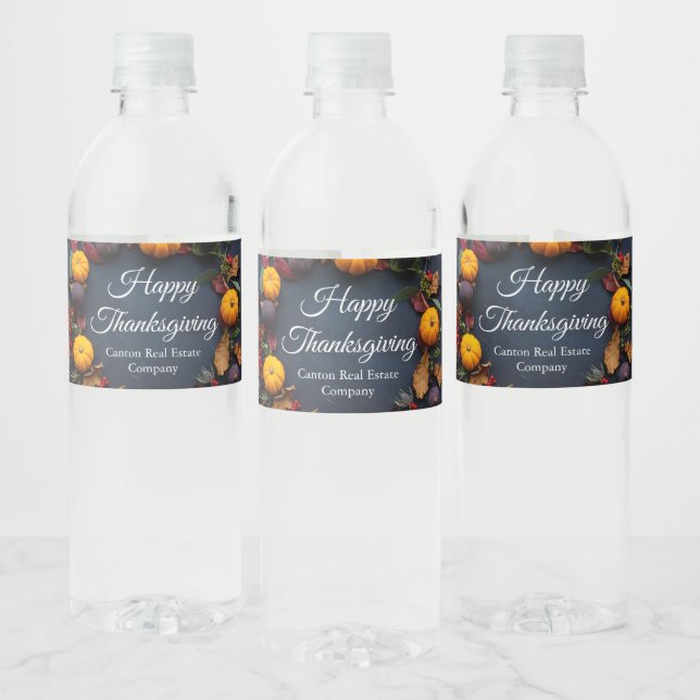 Happy Thanksgiving Customised Business Water Bottle Label (Bottles)