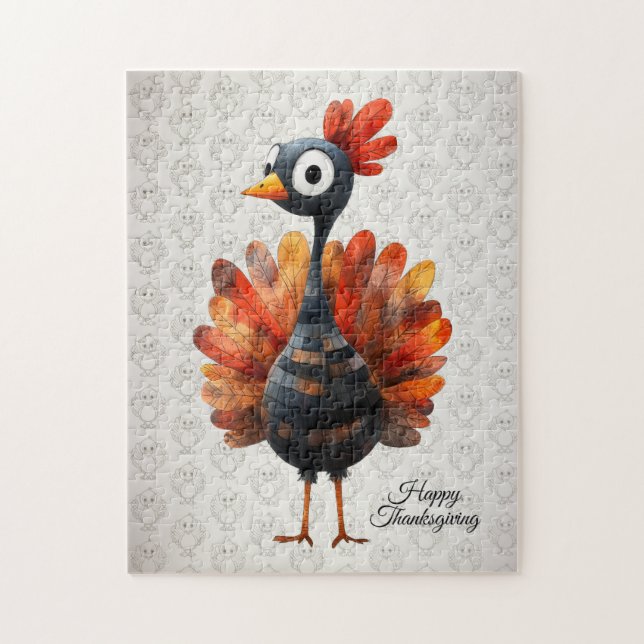 Happy Thanksgiving Cute Colourful Baby Turkey Jigsaw Puzzle (Vertical)