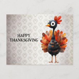 Happy Thanksgiving Cute Colourful Baby Turkey Postcard