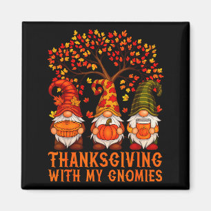 Happy Thanksgiving Cute Gnomes Pumpkin Autumn Leav Magnet