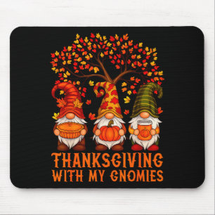 Happy Thanksgiving Cute Gnomes Pumpkin Autumn Leav Mouse Pad