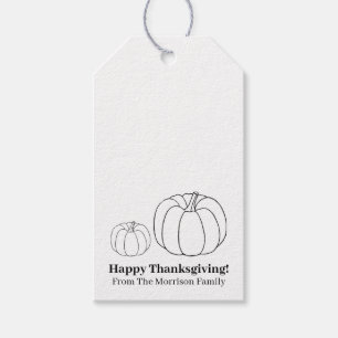 Happy Thanksgiving cute pumpkin simple custom text Gift Tags