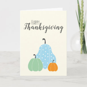 Happy Thanksgiving Cute Pumpkins Green Blue Orange Card