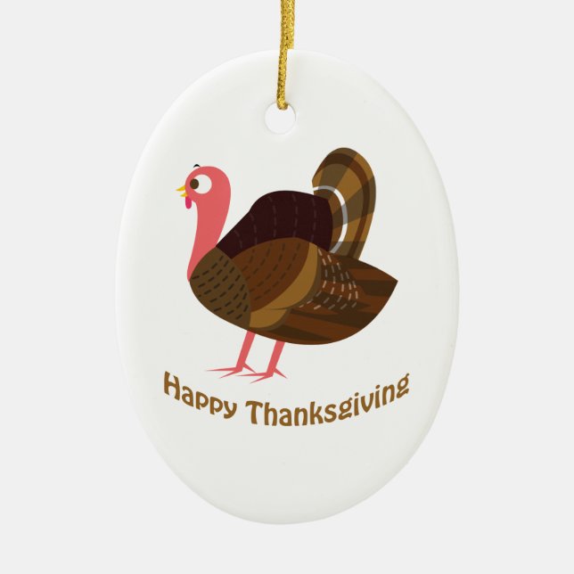 Happy Thanksgiving! Cute Turkey Ceramic Tree Decoration (Front)