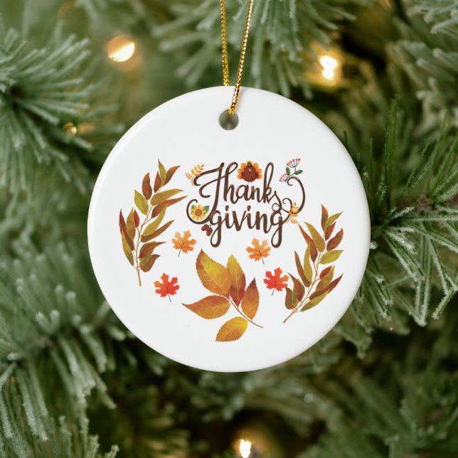 Happy Thanksgiving Cute Turkey Ceramic Tree Decoration (Tree)