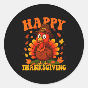 Happy Thanksgiving Cute Turkey Family Dinner Thank Classic Round Sticker