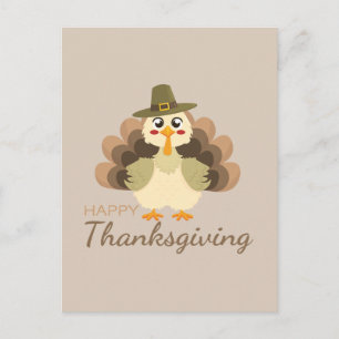 Happy Thanksgiving Cute Turkey Holiday Postcard