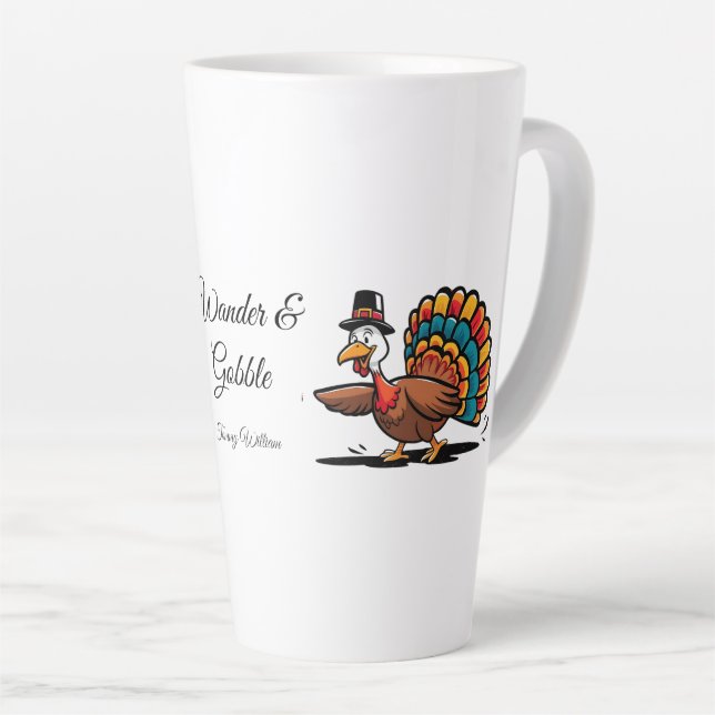 Happy Thanksgiving Cute Turkey  Latte Mug (Right Angle)