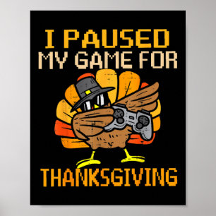 Happy Thanksgiving Dabbing Gamer Turkey Kids Boys  Poster