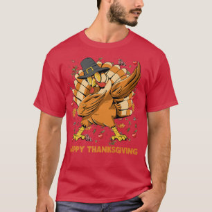 Happy Thanksgiving Dabbing Turkey Day Pilgrim funn T-Shirt